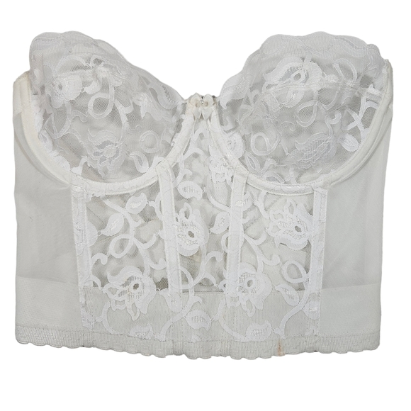 Vintage Gold Label Victorias Secret White Lace Bustier Bra Corset Sz 36B Bridal - Picture 10 of 15